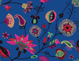Fototapeta na wymiar Seamless floral background paisley for textiles, wallpaper