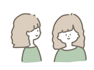 パーマヘアの主婦