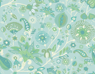 Seamless floral background paisley for textiles, wallpaper