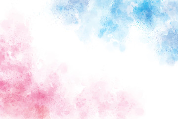 Fototapeta na wymiar 2 tones blue and pink watercolor wash splash background