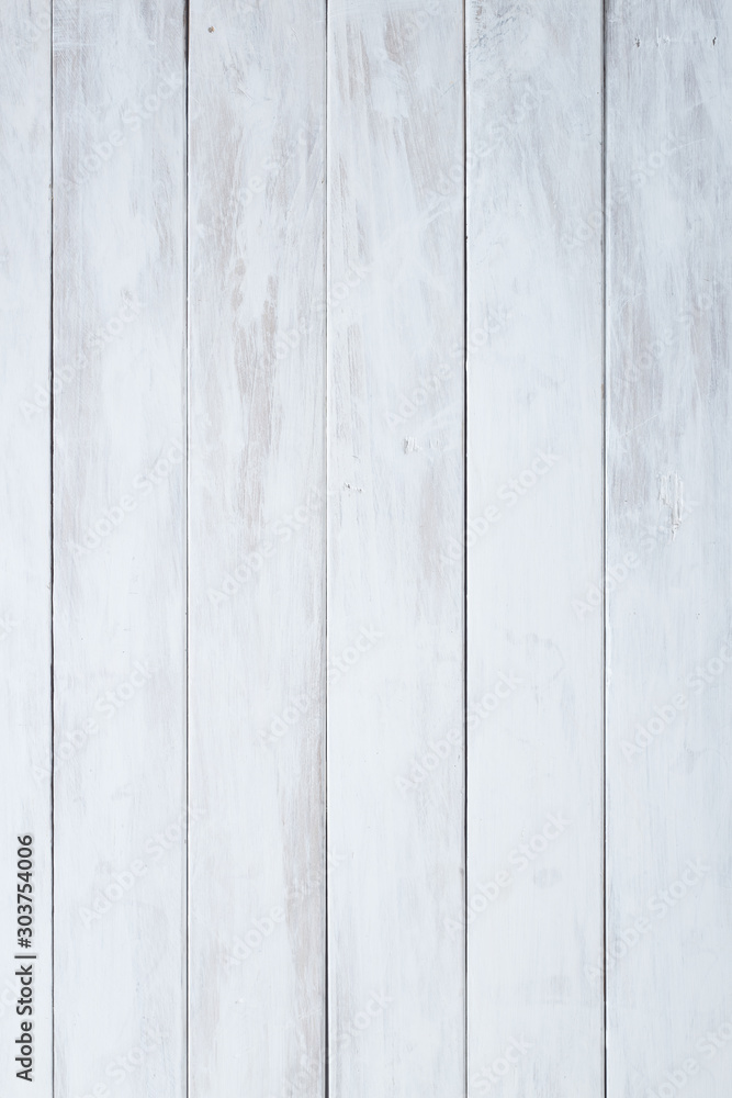 Wall mural White wood wall background and texture