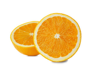 Tasty cut orange on white background