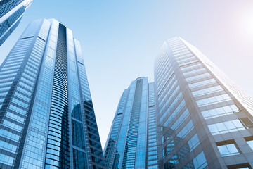 Fototapeta na wymiar Modern skyscrapers glass building business district.
