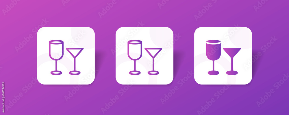 Poster wine glass round icon in smooth gradient background button