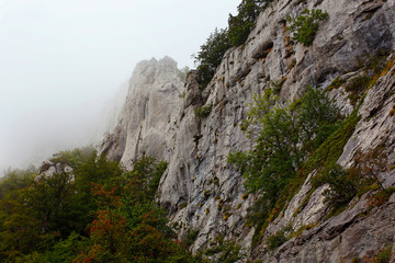Fototapeta na wymiar Fog and clouds on Velebit mountain, Croatia