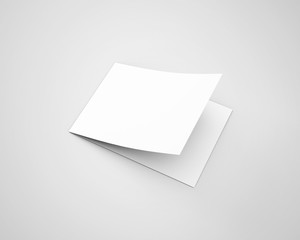 A4 Landscape Horizontal Bi Fold Brochure White Blank Mockup