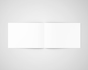 A4 Landscape Horizontal Bi Fold Brochure White Blank Mockup