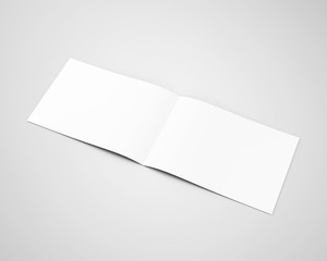 A4 Landscape Horizontal Bi Fold Brochure White Blank Mockup