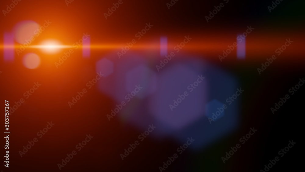 Wall mural colorful flare effect overlay effect texture in hot orange and blue with hexagonal bokeh and light s