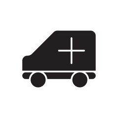 flat glyph black ambulance icon. Logo element illustration. ambulance design. vector eps 10 . ambulance  concept. Can be used in web and mobile . trendy simple style. thickness can be adjusted