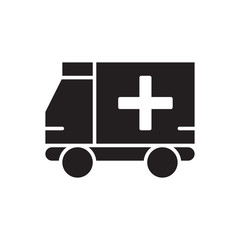 flat glyph black ambulance icon. Logo element illustration. ambulance design. vector eps 10 . ambulance  concept. Can be used in web and mobile . trendy simple style. thickness can be adjusted