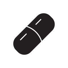 flat glyph black capsule medical icon. Logo element illustration. capsule medical design. vector eps 10 . capsule medical concept. Can be used in web and mobile . trendy simple style.