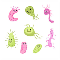 Obraz na płótnie Canvas Virus, bacteria and biology micro-organisms . Infectious bacteria and virus vector signs