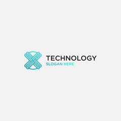 initial X technology logo design template vector