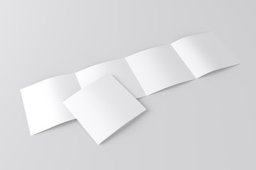 Square 4 Fold Brochure White Blank Mockup