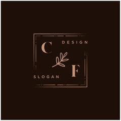 CF Beauty vector initial logo, handwriting logo of initial signature, wedding, fashion, jewerly, boutique, floral and botanical with creative template for any company or business