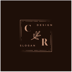 CR Beauty vector initial logo, handwriting logo of initial signature, wedding, fashion, jewerly, boutique, floral and botanical with creative template for any company or business