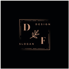 DF Beauty vector initial logo, handwriting logo of initial signature, wedding, fashion, jewerly, boutique, floral and botanical with creative template for any company or business
