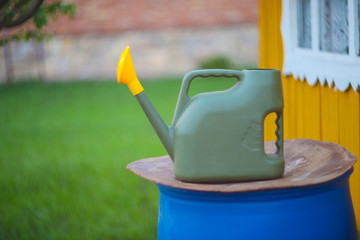 Obraz premium Watering the flowers in the garden