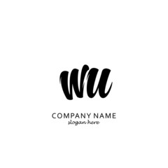Fototapeta na wymiar Initial WU black and white logo template 