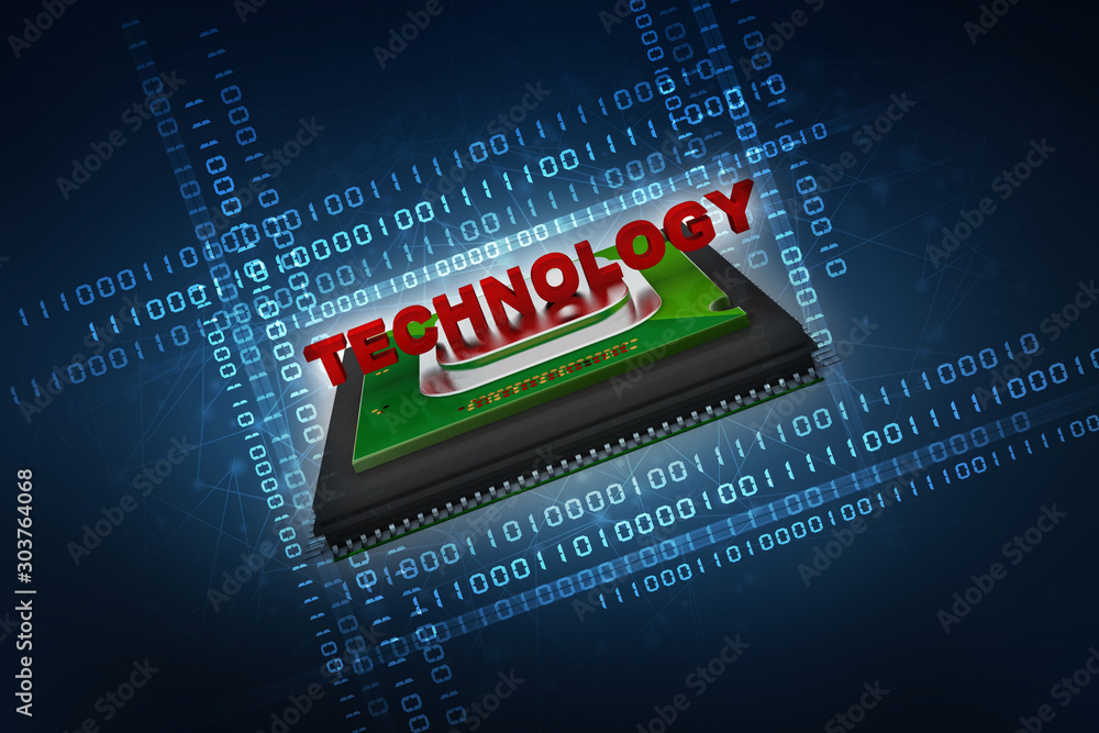 Poster 3d rendering microchips