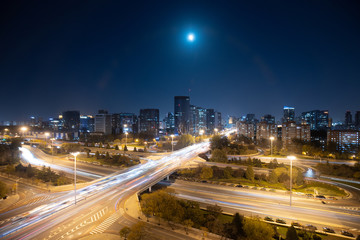 Fototapeta na wymiar Beijing city traffic, city skyline
