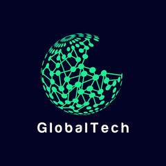 globe, sphere technology logo vector icon