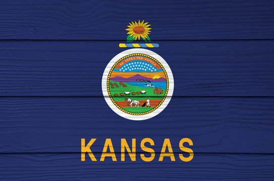 Kansas flag color painted on Fiber cement sheet wall backgroundใ