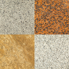 Fototapeta premium Set of natural stone textures. The surface of granite and marble. Close-up.