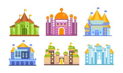 Medieval Castles Vector Set For Design and Web Isolated on White Background.