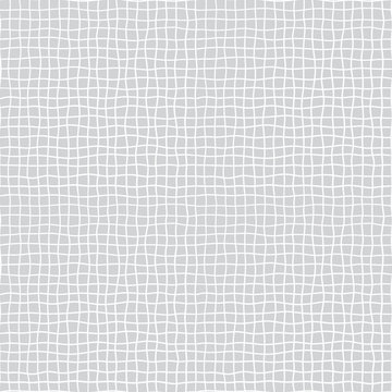 Fabric seamless pattern with textile mesh texture, white on grey background. Simple wallpaper doodle grid, grunge canvas backdrop, monochrome design element
