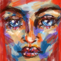 hand painted background woman face - 303772607