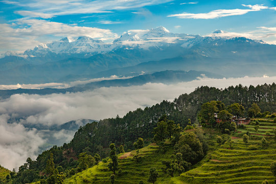 Panoramic views on Himalaya from Bandipur, Nepal