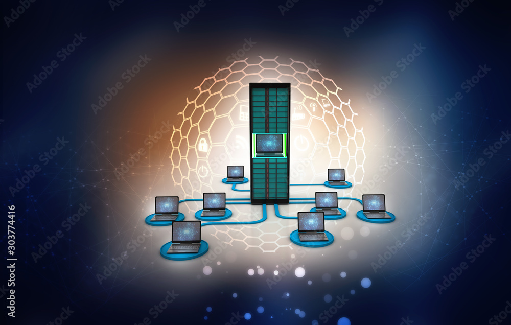 Poster 3d rendering technology computer network