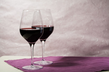 Two glasses of red wine
