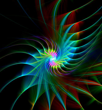 Great spiral shell abstract fractal black background.