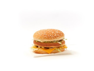 big tasty hamburger on a white background
