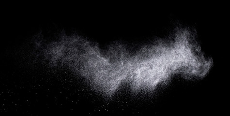 Texture of a snowstorm isolated on a black background, Clusters of stars in space, dynamic scattering of particles