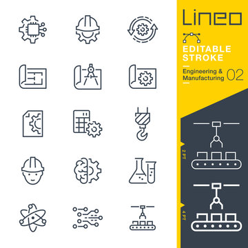 Lineo Editable Stroke - Engineering and Manufacturing line icons