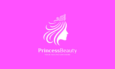 Fototapeta na wymiar Princess Logo - Woman Beauty Salon Vector