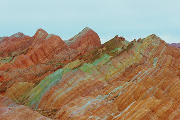 view of Rainbow Mountains in Zhangye Danxia Landform Geological Park