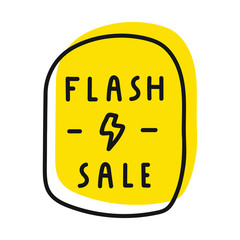 Hand drawn badge - Flash sale. Vector illustration for stickers, posters, flyers design. 