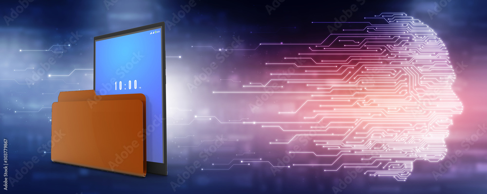 Poster 3d rendering mobile folder