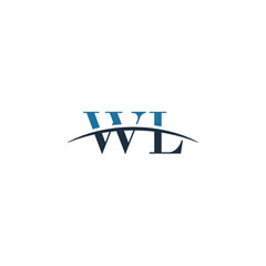 Initial letter WL, overlapping movement swoosh horizon logo company design inspiration in blue and gray color vector