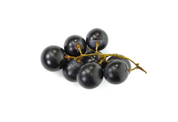 A bunch of overripe grapes isolated on white background.
