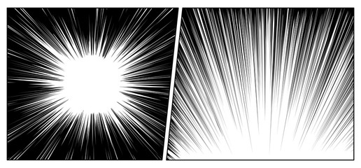 Set of radial manga speed lines - obrazy, fototapety, plakaty