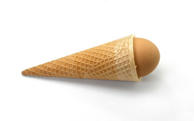 egg in waffle cup isolated