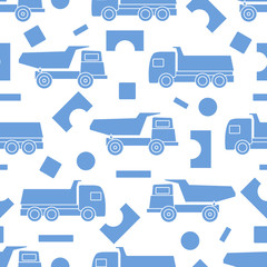 Fototapeta na wymiar Vector seamless pattern kid toys Dump truck blocks
