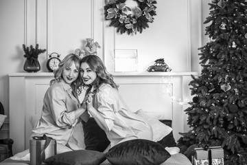 Women at Christmas Holidays, concept of friendship and relationship   