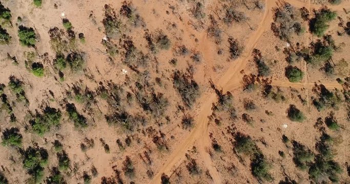 Opal fields and opal shafts in Lightning ridge town the capital of Black opal mining in Australia &ndash; aerial flying.